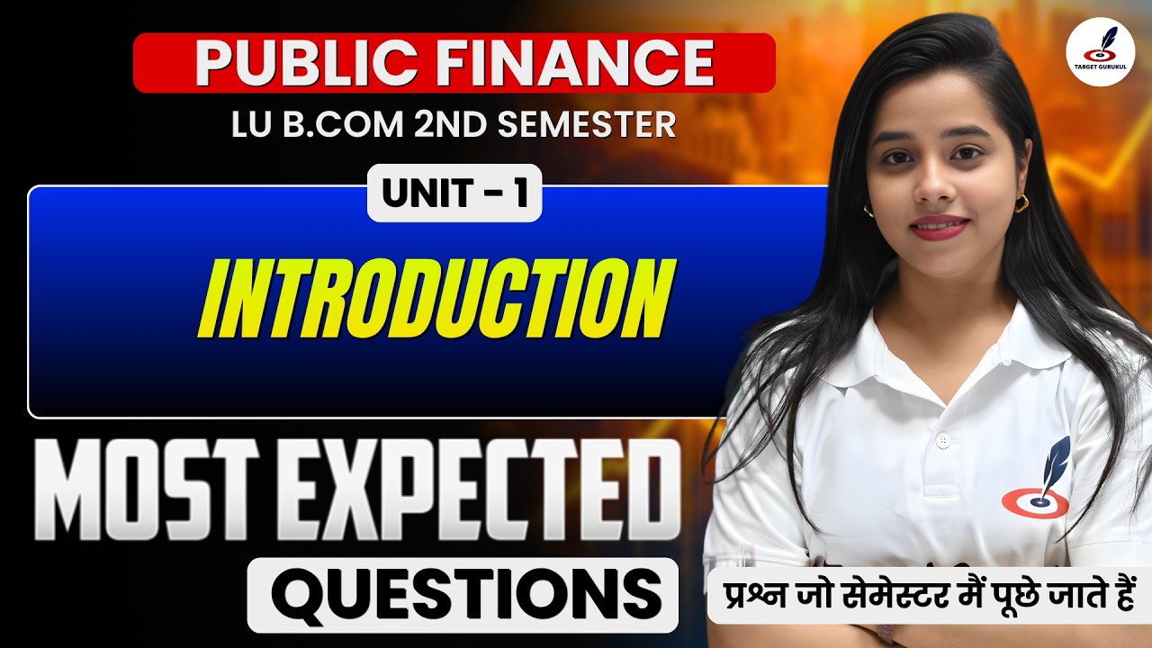 Public finance I Most Important Questions I Unit-1 Lu B.Com 2nd Semester Exam I Most Expected MCQ's