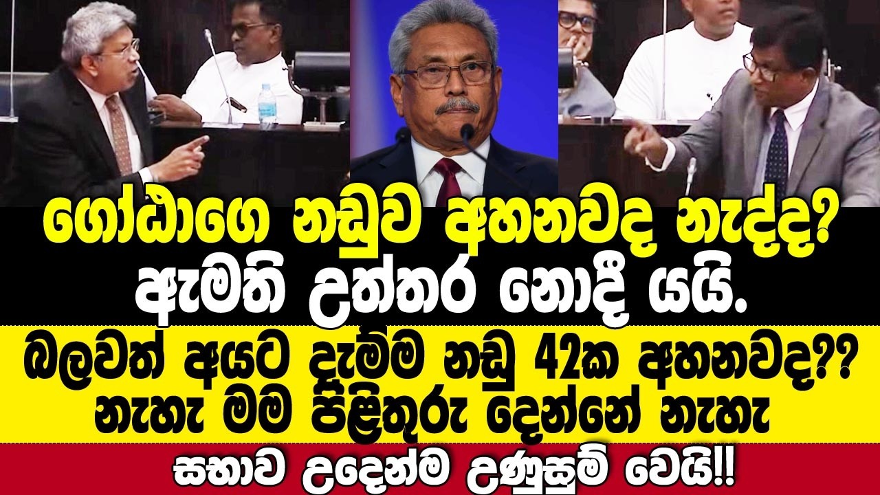 ගෝඨාගෙ නඩුව අහනවද නැද්ද ඇමති උත්තර නොදී යයි.බලවත් අයට දැම්ම නඩු 42ක අහනවද? නැහැ සභාව උදෙන්ම උණුසුම්