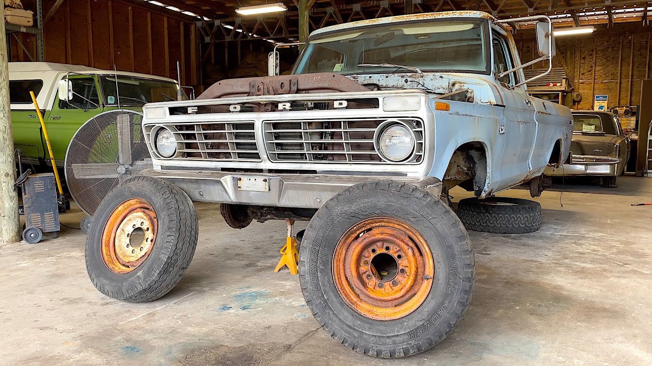 SWAMP Dragon Rescue! FRONT CLIP  Abandoned 1974 F250 V8 FORD Forgotten Vintage Camper Restoration CT