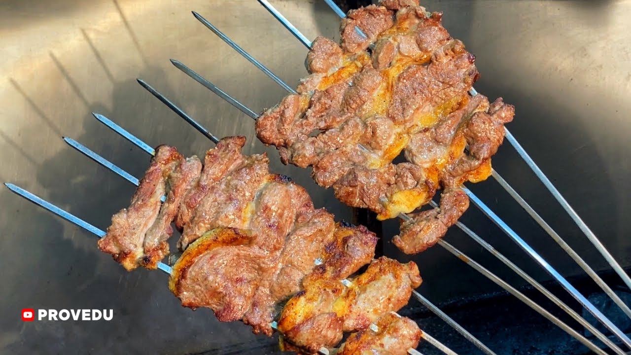 Разделка барана и шашлык без маринада. Рёбрышки, бешпанджа, печёнка, шампиньоны с курдюком.  2023.