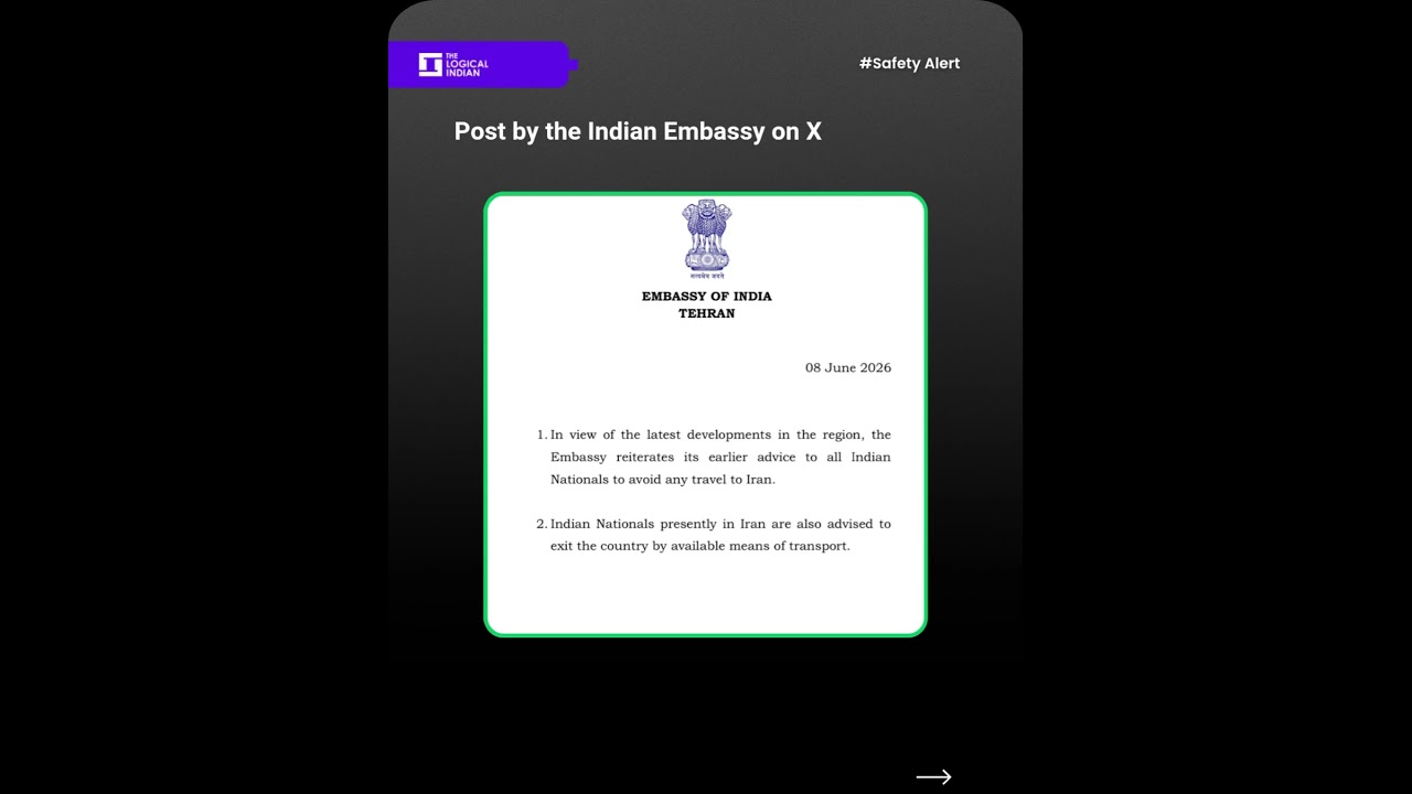 &lsquo;Exit the Country&rsquo; Indian Embassy in Tehran Urges Nationals to Leave Iran Amid Escalating Tensions