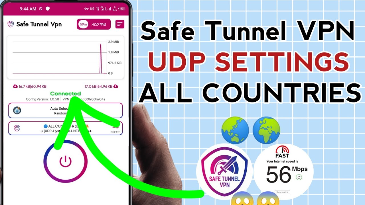 How To Setup Safe Tunnel VPN with all Country UDP Settings For Secure Browsing 