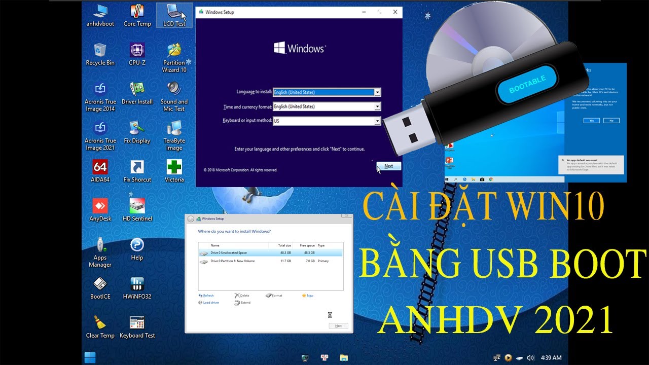 HOW TO C&Agrave;I ĐẶT WIN 10 BẰNG USB BOOT ANHDV MỚI NHẤT 2021 | Dat Computer