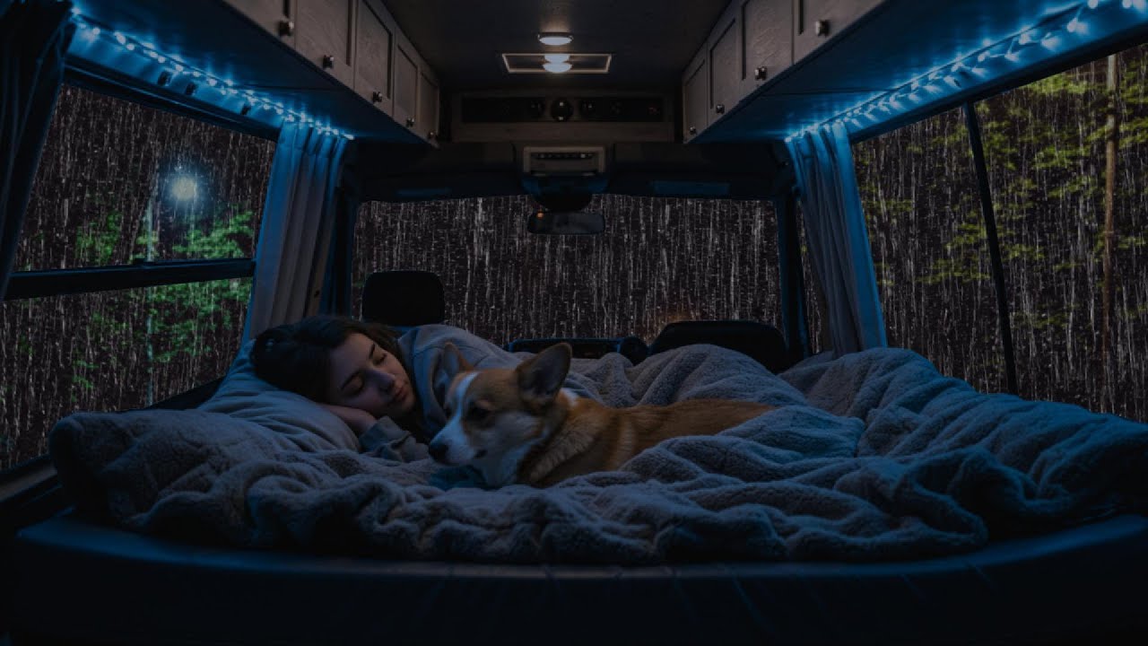 Relaxing Rain & Thunder on Cozy Car ⛈️ Deep Sleep Sounds for Anxiety Relief & Calm Night Ambience