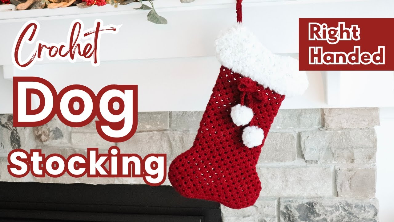 Crochet Dog Bone Christmas Stocking Tutorial | Easy DIY Pet Stocking (Free Pattern) | RIGHT Handed