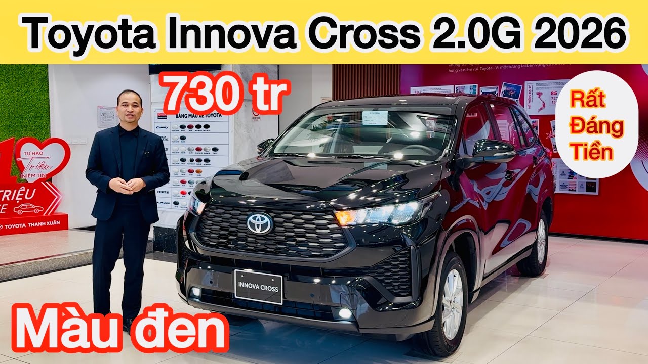 Toyota Innova Cross 2.0G 2026 màu đen ánh, Phiên bản mới ra mắt, Giá rẻ 730 triệu, 7 chỗ, lăn bánh