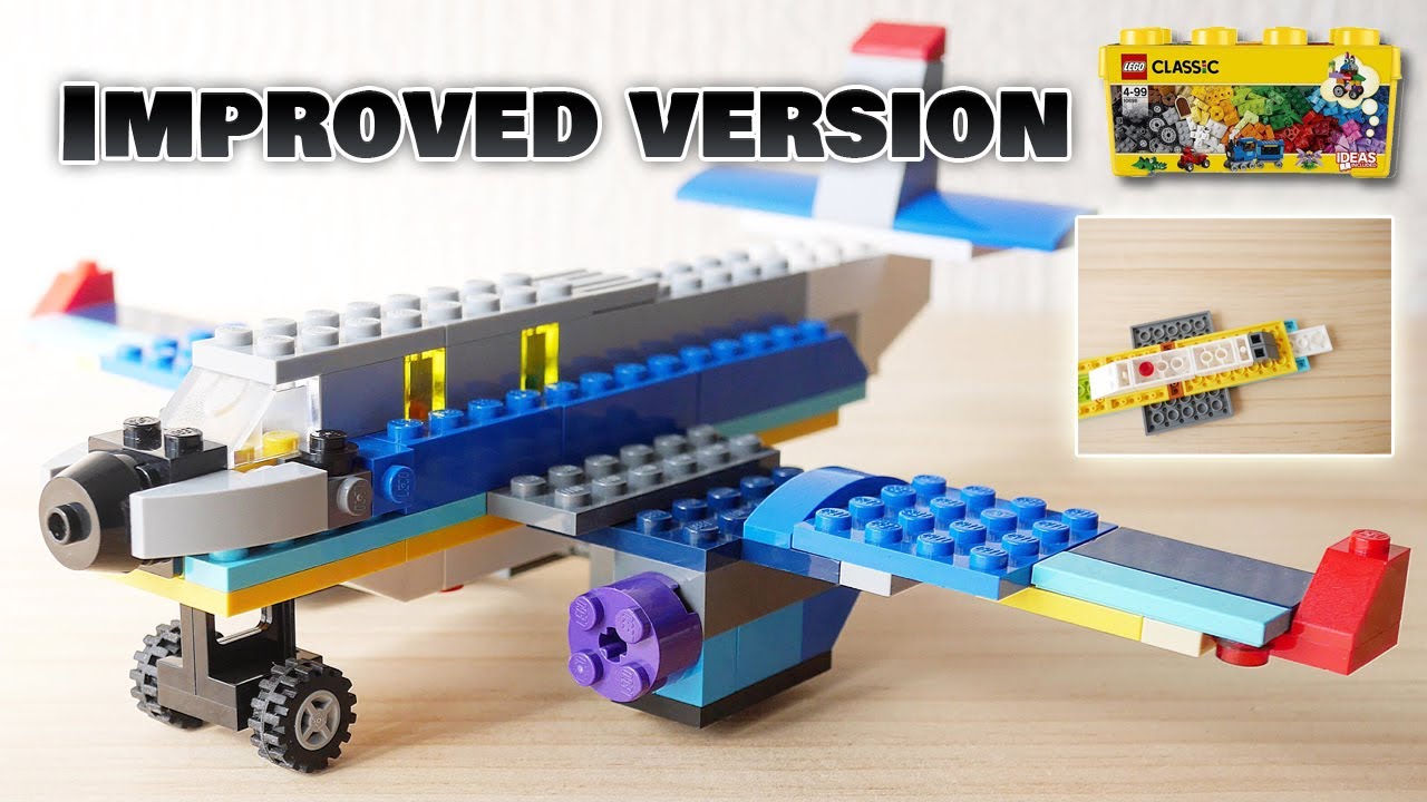 Improved ver. Building a simple LEGO AirPlane using Classic 10696 (レゴ：飛行機の作り方)