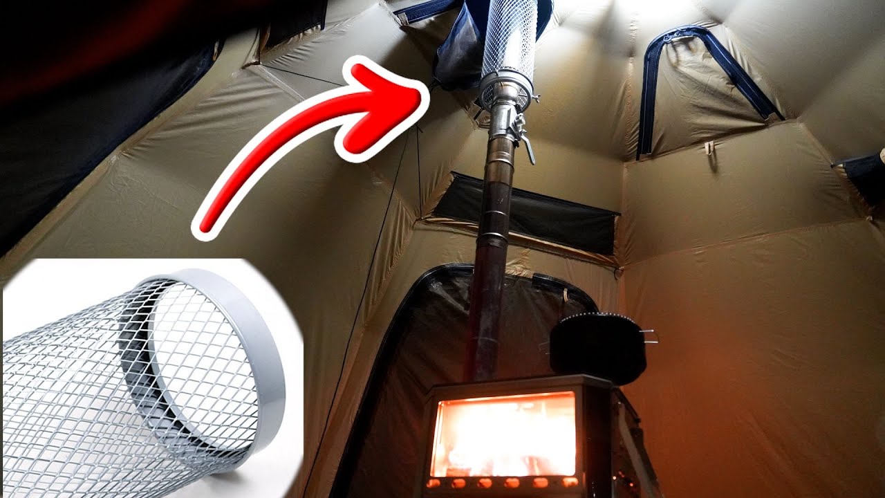 Регулируемая по высоте защита палатки из сетки для дровяной печи DIY
