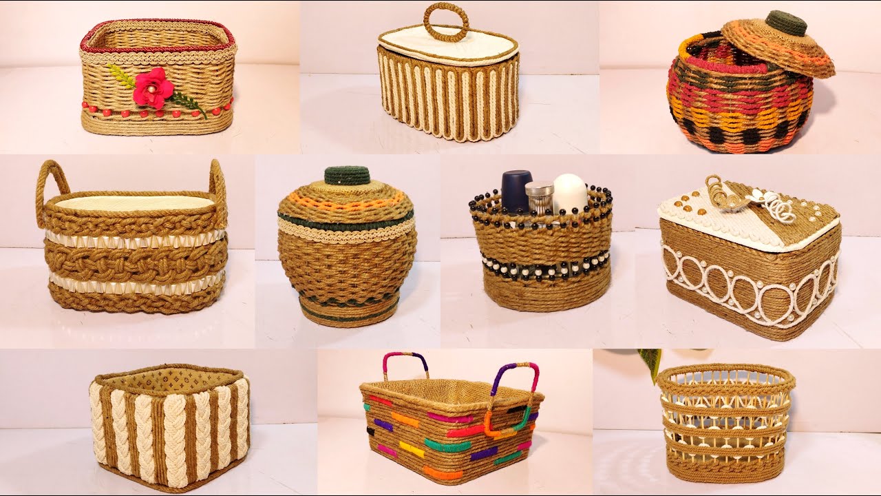 10 Different ideas of Jute Rope Storage Basket |Diy Rope Basket |Diy Storage Organizer |Hamna Nadeem