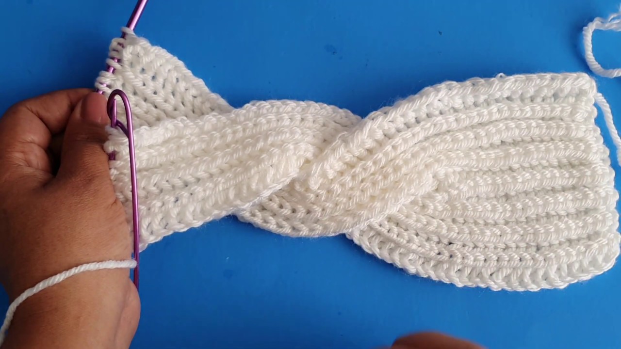 BANDA, DIADEMA, VINCHA A CROCHET TEJIDA EN DOS AGUJAS