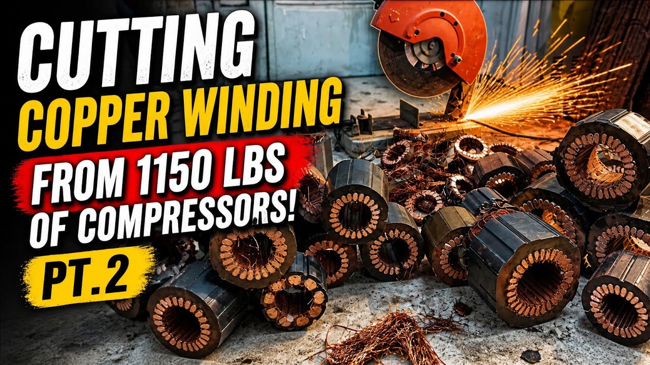 cutting the copper winding from 1150 LBS of compressors...pt2...