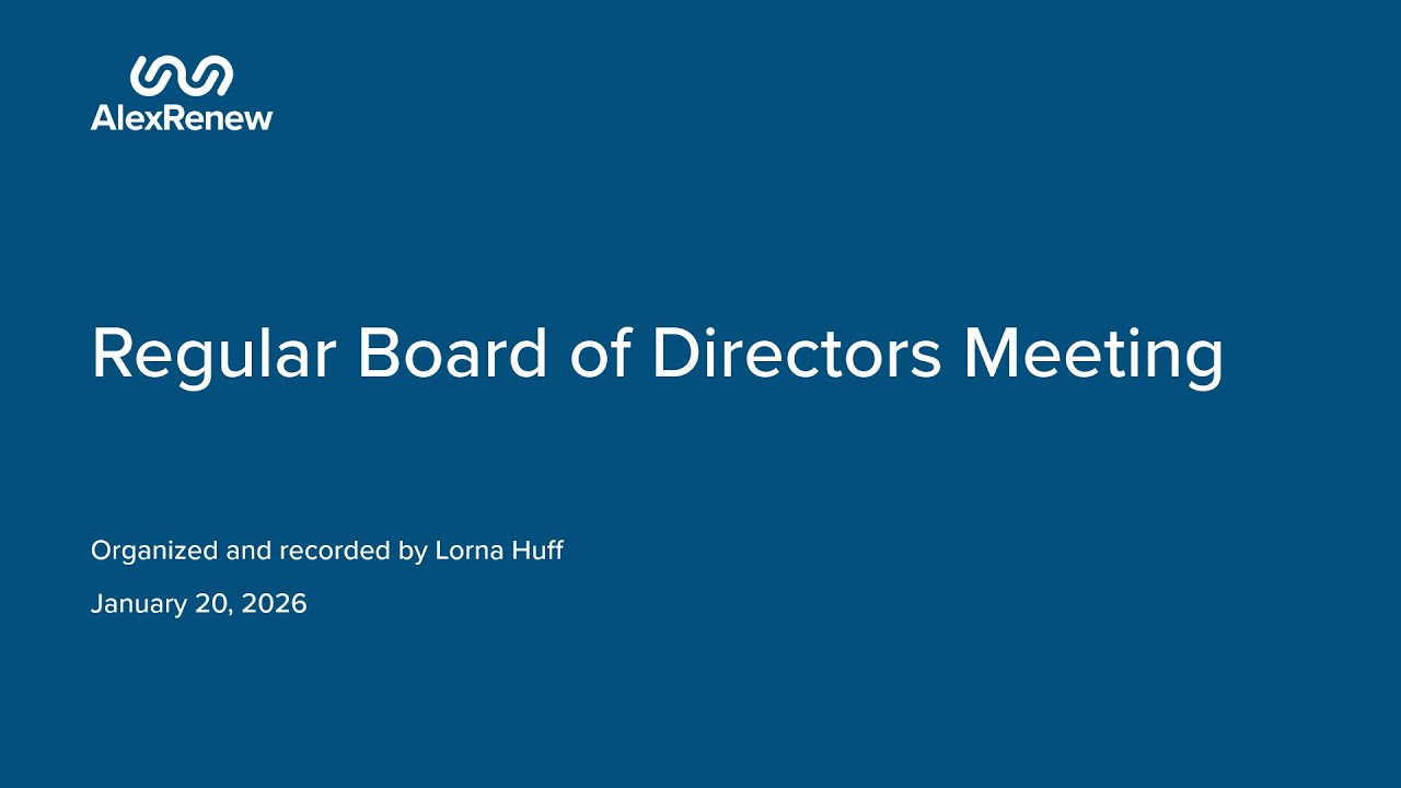 January 20, 2026 AlexRenew Regular Board of Directors Meeting Recording