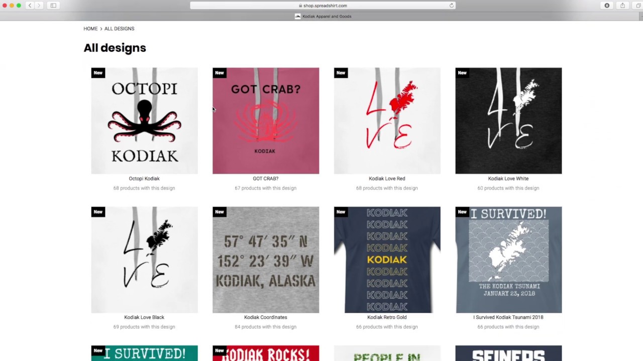 Spreadshirt Shop Tour - Kodiak Apparel and Goods