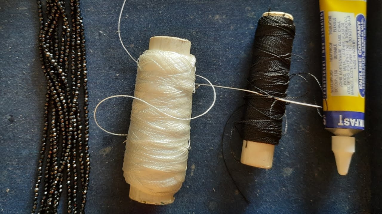 How to put small crystal beads in nylon thread without using needle and with using needle