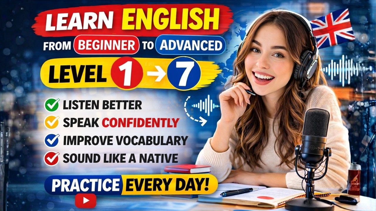 Learn English from Beginner to Advanced (Level 1–7) | Daily Listening & Speaking Practice