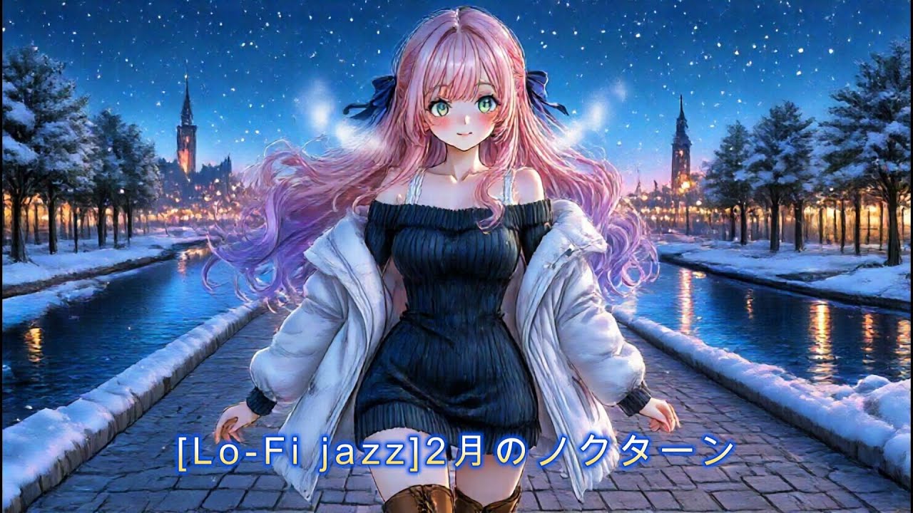 【Lo-Fi jazz】【作業用BGM】2月のノクターン｜70年代レトロジャズ×美少女イラスト×チルLo-Fi｜星空散歩のような癒しの1時間