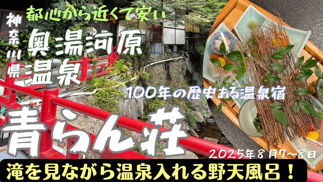 【湯河原温泉・青らん荘】滝を見ながらの野天風呂は癒されました【サーロインステーキがバイキングで食べられる】