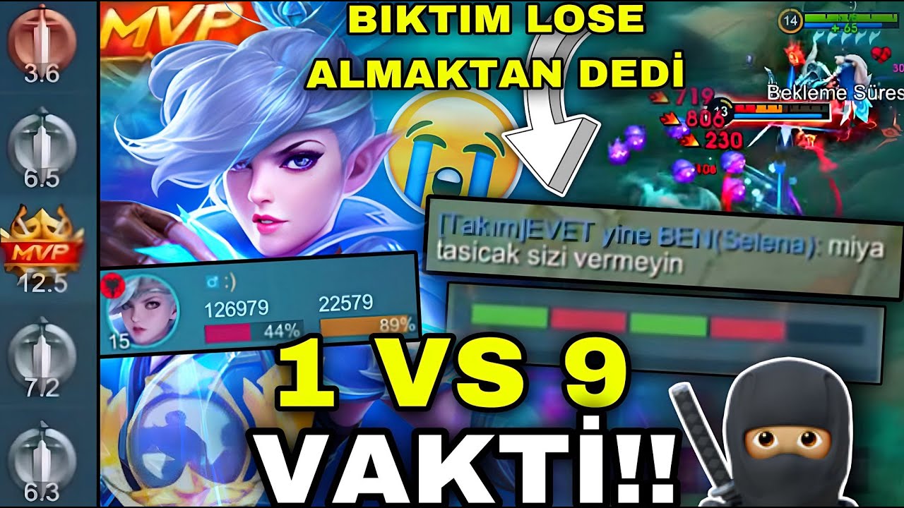 SES AÇIP LOSE ALMAKTAN BIKTIM DEDİ 1VS9 ŞOV YAPTIM - İLHAMLI MİYA Jin | Mobile Legends