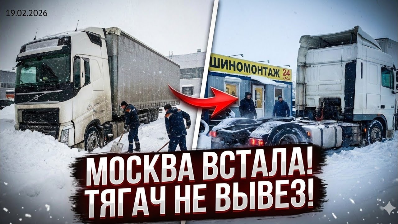 10. Москва 19 февраля: когда тягач не едет, а лопата — единственный выход