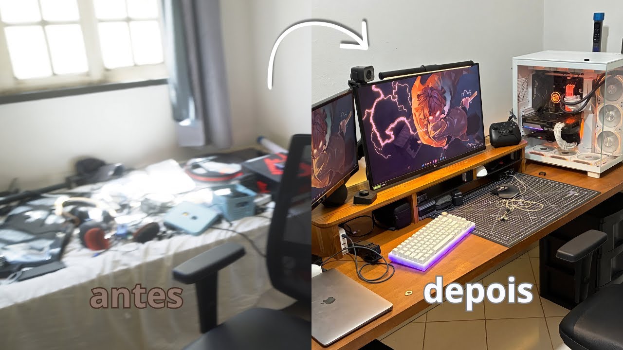 Transformei o meu quarto bagunçado no meu Setup