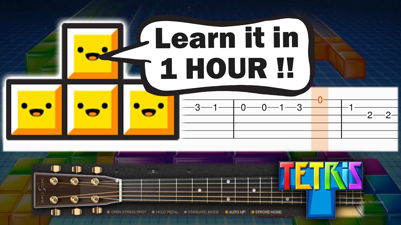Tetris Theme song - EASY Guitar tutorial (TAB)