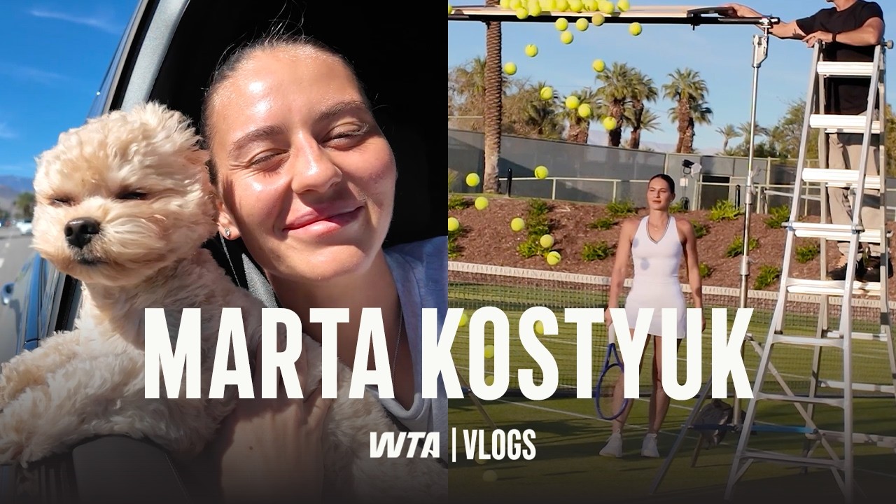 Один день из жизни Марты Костюк | Фотосессии, тренировки и щенки | Видеоблоги WTA, Индиан-Уэллс 2026