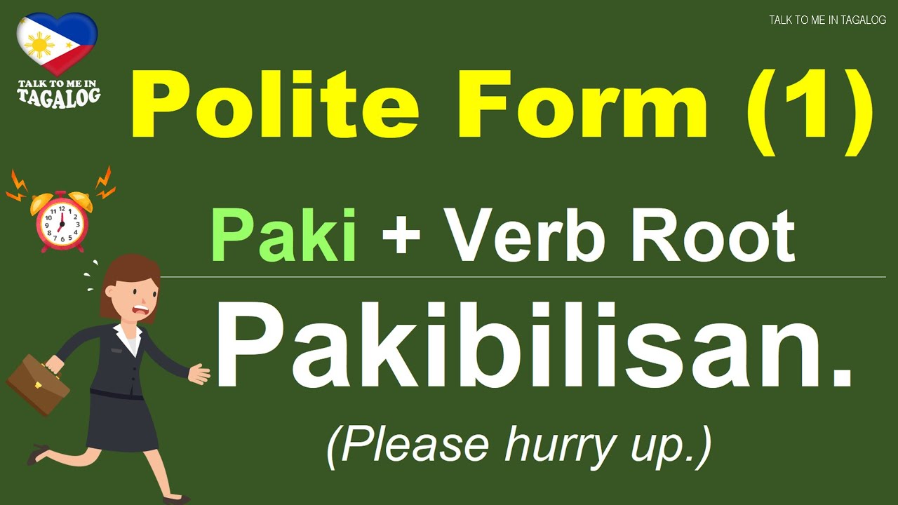 PAKI (Part 1) USEFUL TAGALOG PHRASES - POLITE FORM | Learn Filipino