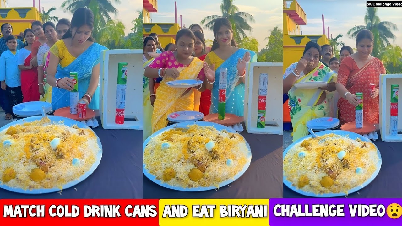 Match Cold Drink Cans And Eat Biryani Challenge Video 😧 || Funny Video 😛/ SK Challenge Video