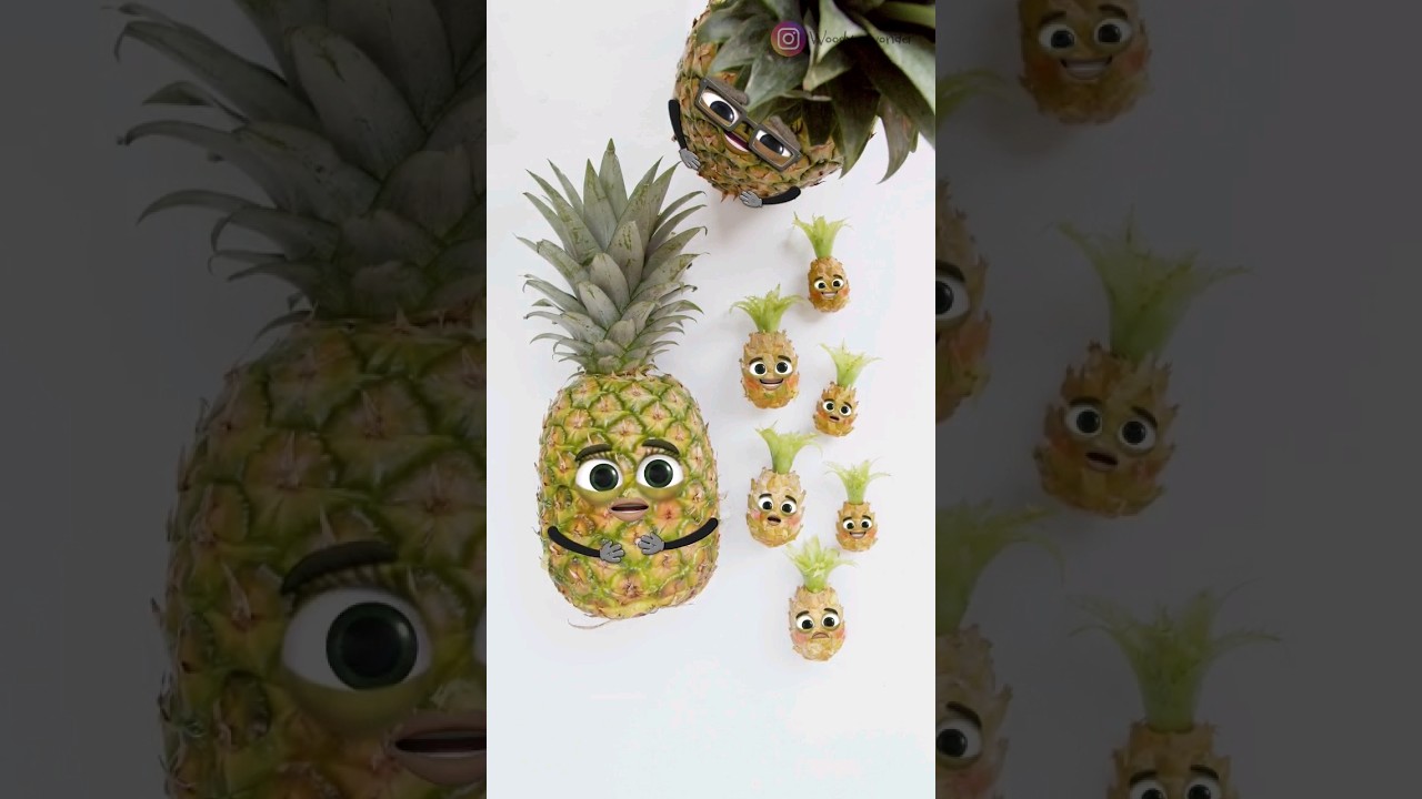 Pineapple C-Section - 5 BABIES & DAD FAINTED🤣 #fruitsurgery #food #foodsurgery