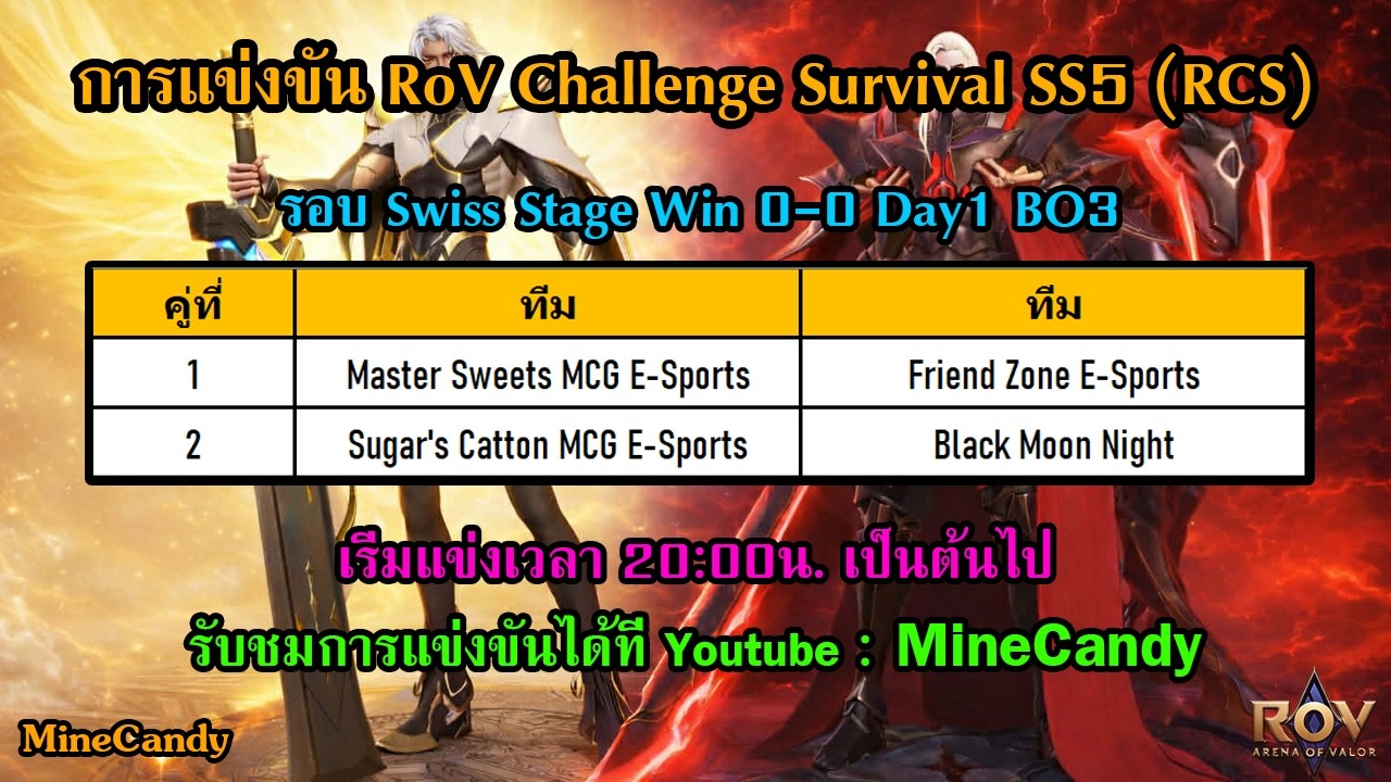 🔴[𝐋𝐈𝐕𝐄] การแข่งขัน RoV Challenge Survival Season 5 รอบ Swiss Stage Day1 [win 0-0] | คู่เปิดสนาม