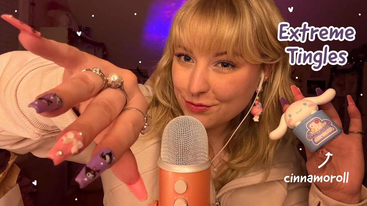 ASMR Fast & Aggressive Hand Movements + Mouth Sounds w/ Sanrio Items! Rambling for Relaxing Sleep 🩷✨