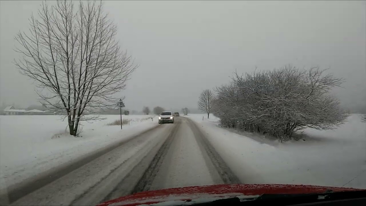 Zasnežené cesty - Záhorie - JABLONOVÉ - Dash Cam 2023