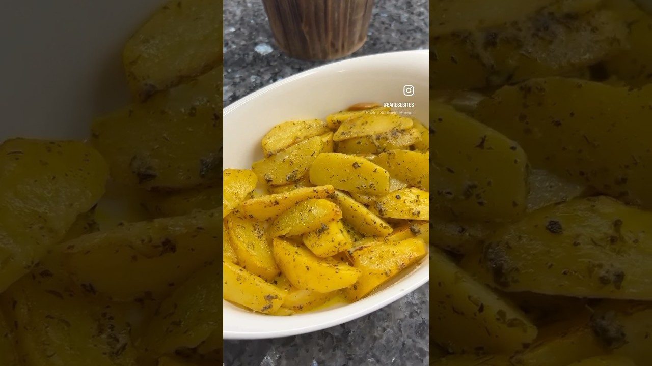 Greek Lemony Roasted Potatoes (Patates Lemonates) #recipe #greece #food #potato