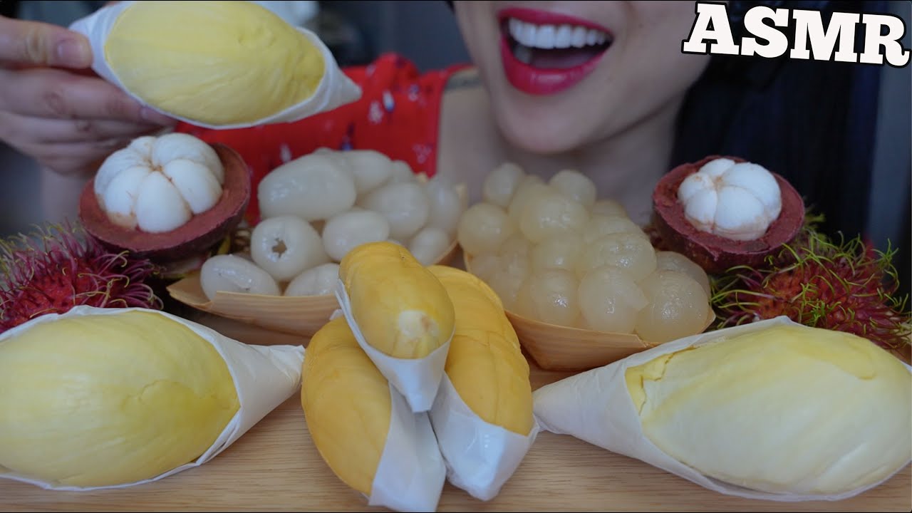 ASMR TROPICAL FRUIT PLATTER *DURIAN + RAMBUTAN + LONGON (EATING SOUNDS) NO TALKING | SAS-ASMR