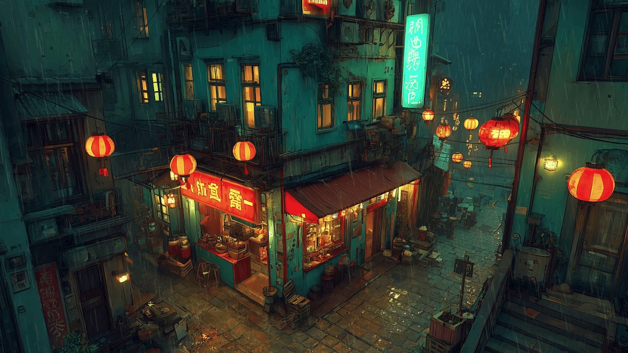 Kyoto Streets in 1980s Rainfall ☔ Lofi Hip Hop & Chillhop | Rainy Ryokan Ambience
