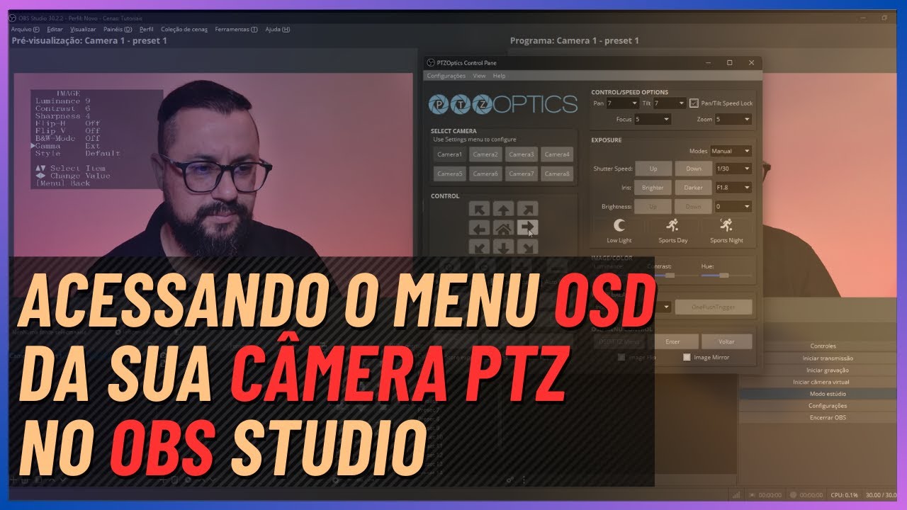 Como acessar o Menu OSD da sua Câmera PTZ no OBS Studio