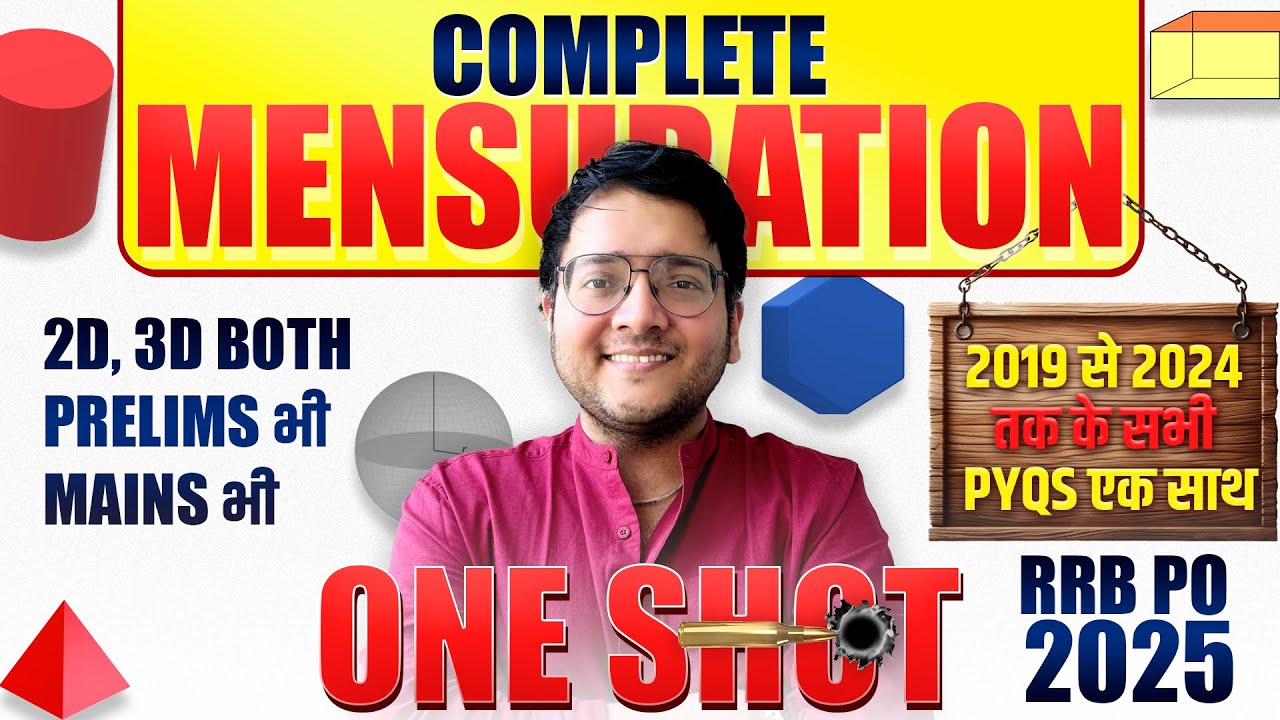 🔥 Mensuration One Shot | Previous Years Questions [2019 - 2024] RRB PO [Pre + Mains] | Harshal Sir