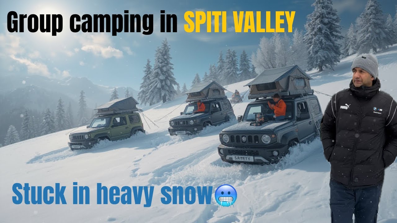 We Got Stuck in Snow at Kaza, Spiti Valley ❄️ Extreme Group Camping Experience 🏕️