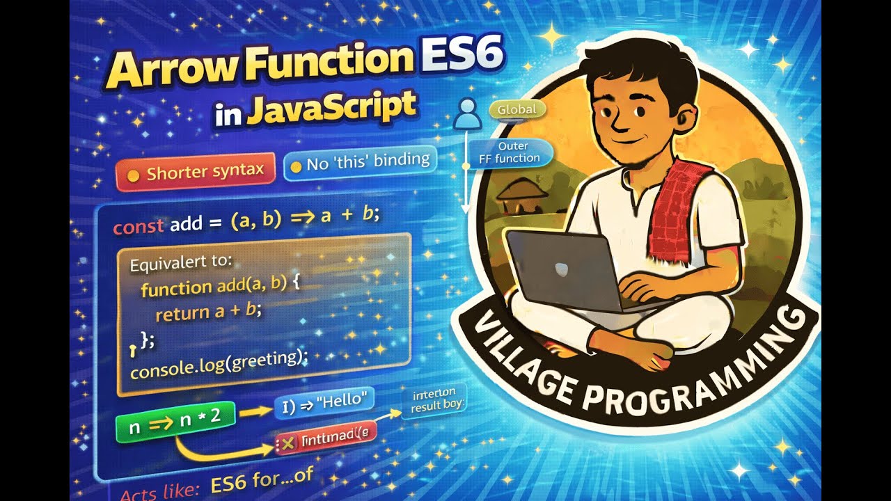 Arrow Function ES6 in JavaScript | Modern JS Functions | @VillageProgramming | #javascripttutorial