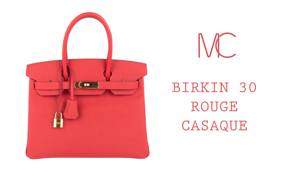 Hermes Birkin 30 Bag Rouge Casaque Epsom Gold Hardware &bull; MIGHTYCHIC &bull;