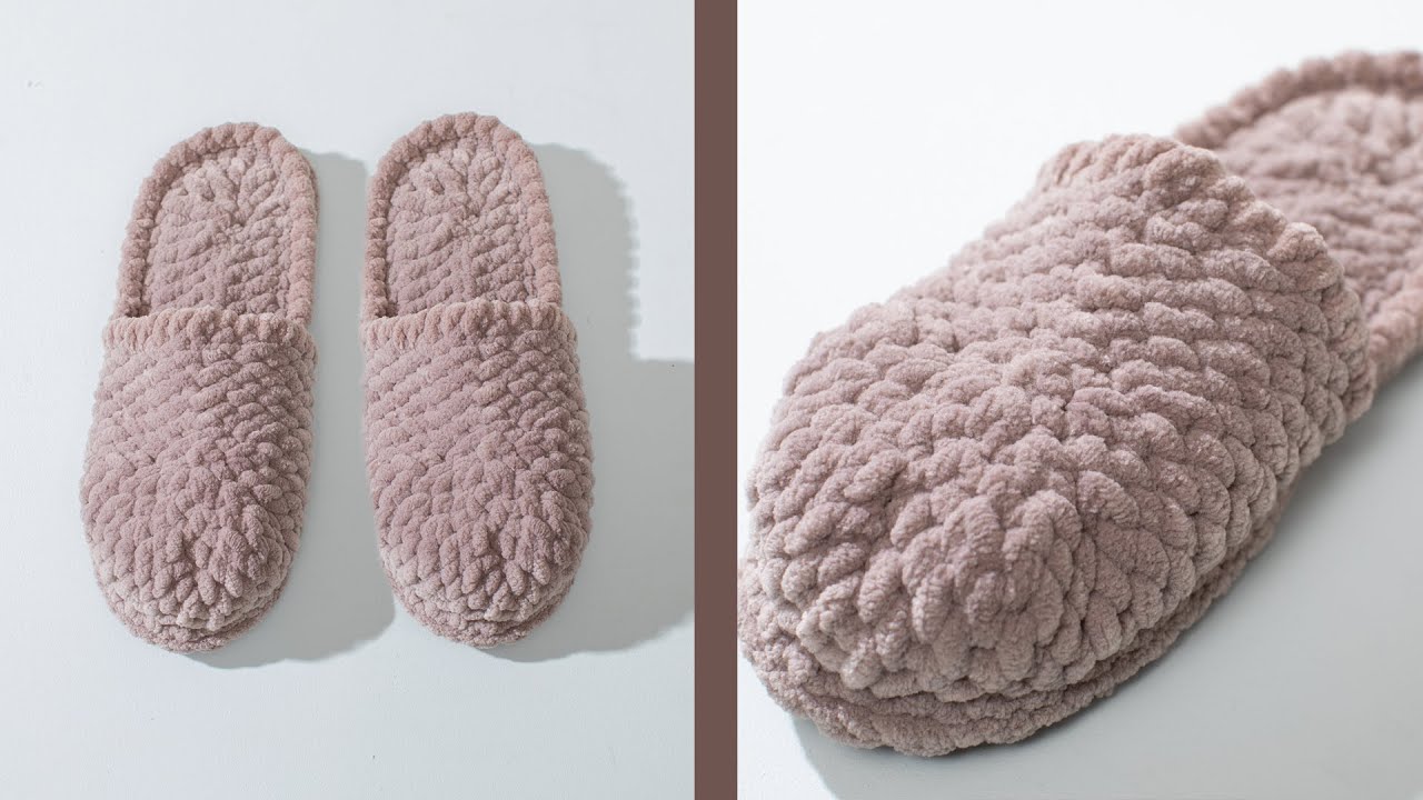 Alize Velluto ile Ev Terliği / Home Slippers with Alize Velluto / Домашние Тапочки