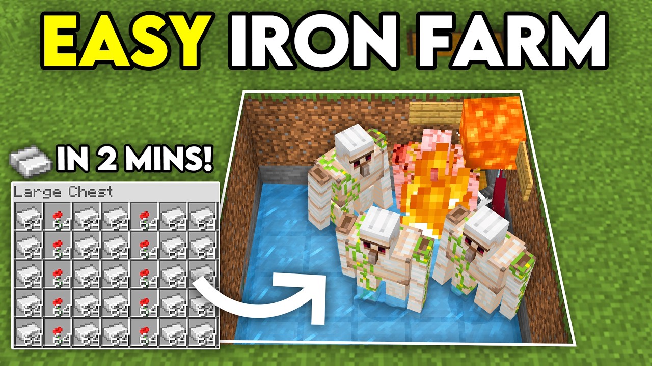 EASIEST IRON FARM in Minecraft Bedrock 26.1+! (Build In 3mins!)