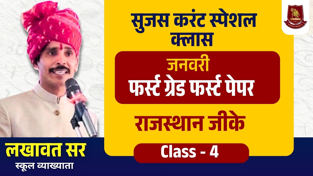 Rajasthan Current GK January | Sujas Special Class | RPSC 1st Grade Paper 1| Lakhawat Sir | Class -4