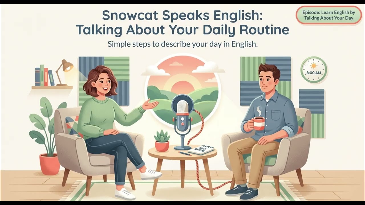 Learn English by Talking About Your Day ☕ (Slow & Clear) | Level A1-B1 | Snowcat Speaks English