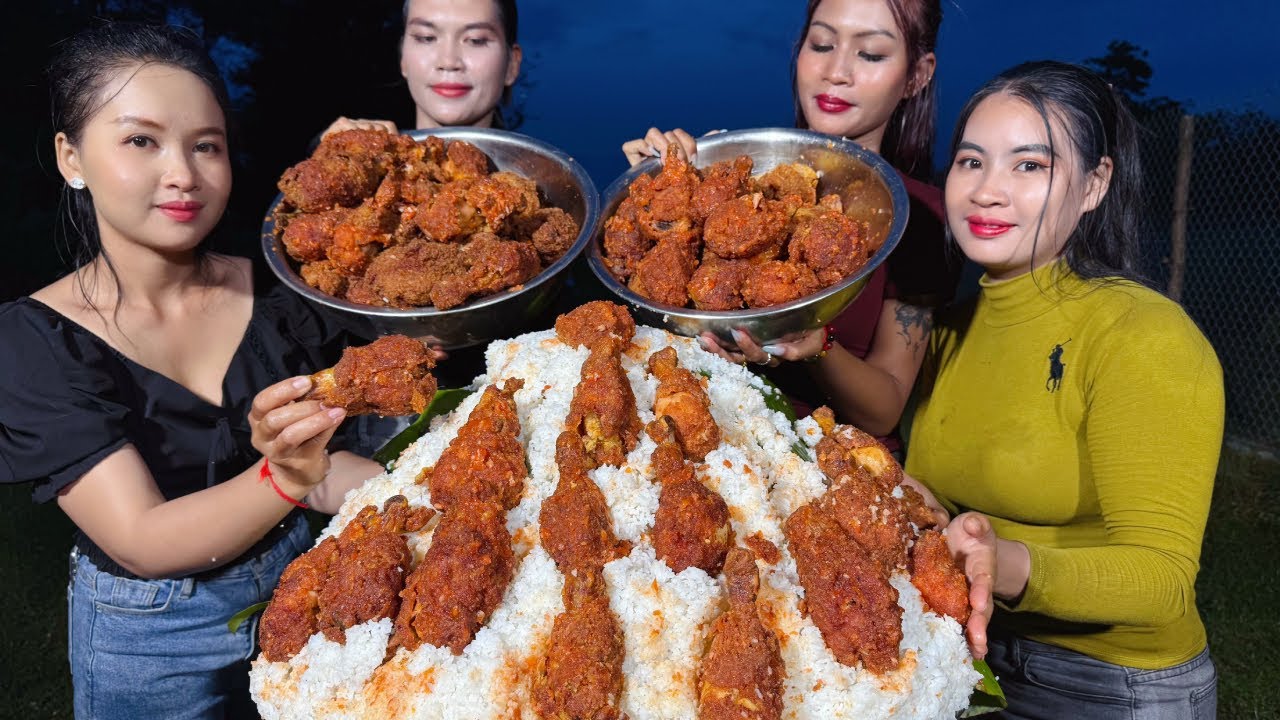 How to cook chicken leg crispy with tomato sauce and rice recipe
