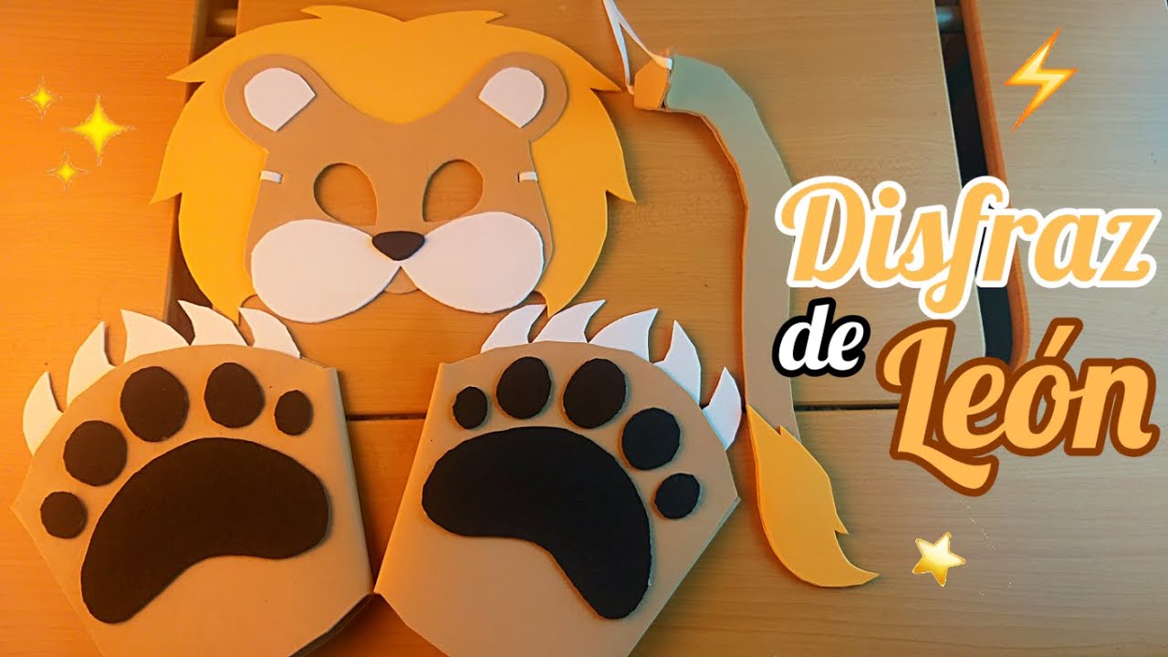 Cómo hacer un Disfraz de LEÓN para niños, Máscara, Garras y cola con foamy | Momuscraft
