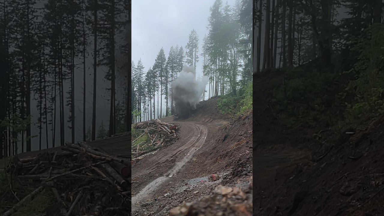 Blasting out a shelf for the yarder. TLS LLC Commercial Blasting