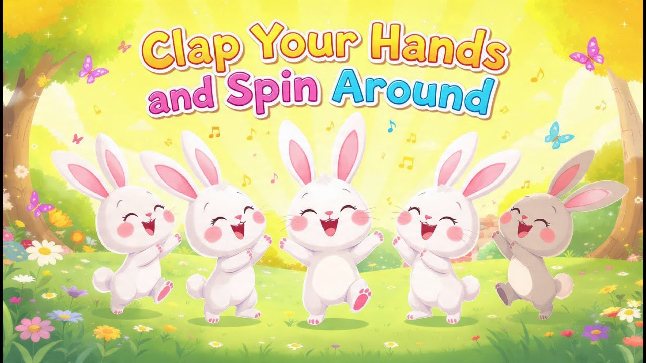 Clap Your Hands and Spin Around | Happy Bunny Dance Song for Kids | Fun Nursery Rhyme 2025