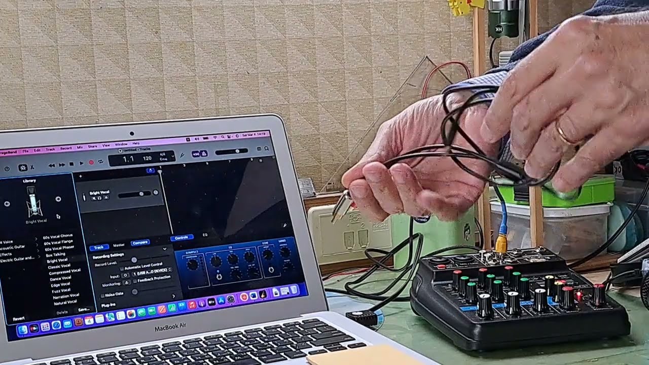 Connect analog mixer to your laptop in GarageBand