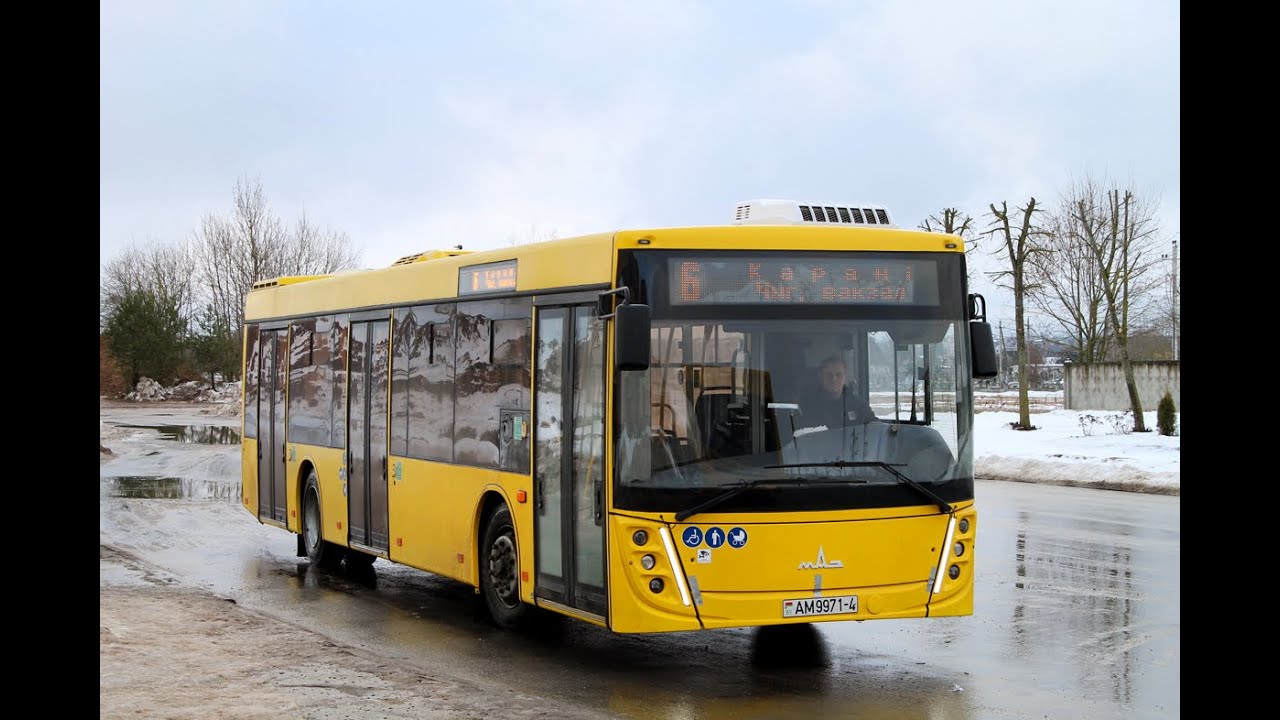 Автобус МАЗ-203.047 гос. № АМ 9971-4 маршрут №6 в Сморгони (ПОЕЗДКА)